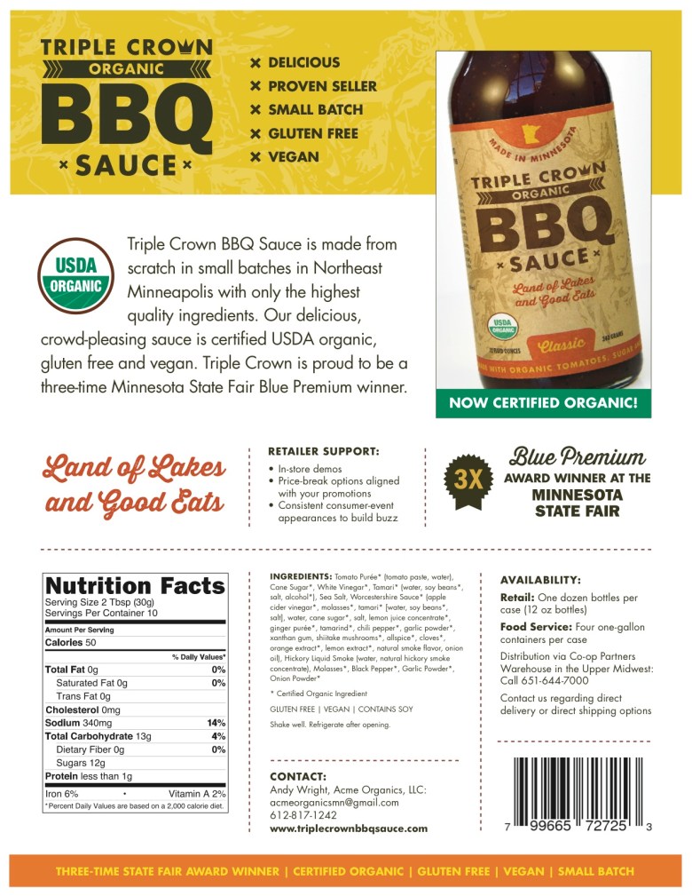Triple Crown BBQ Sauce Sell Sheet